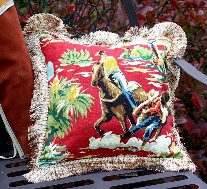 vintage theme cowboy decorator pillows, home decor, reupholster