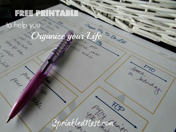 free printable to help organize your life, organizing
