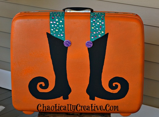 halloween decorations painted suitcase witch porch, crafts, halloween decorations, porches, repurposing upcycling, seasonal holiday decor
