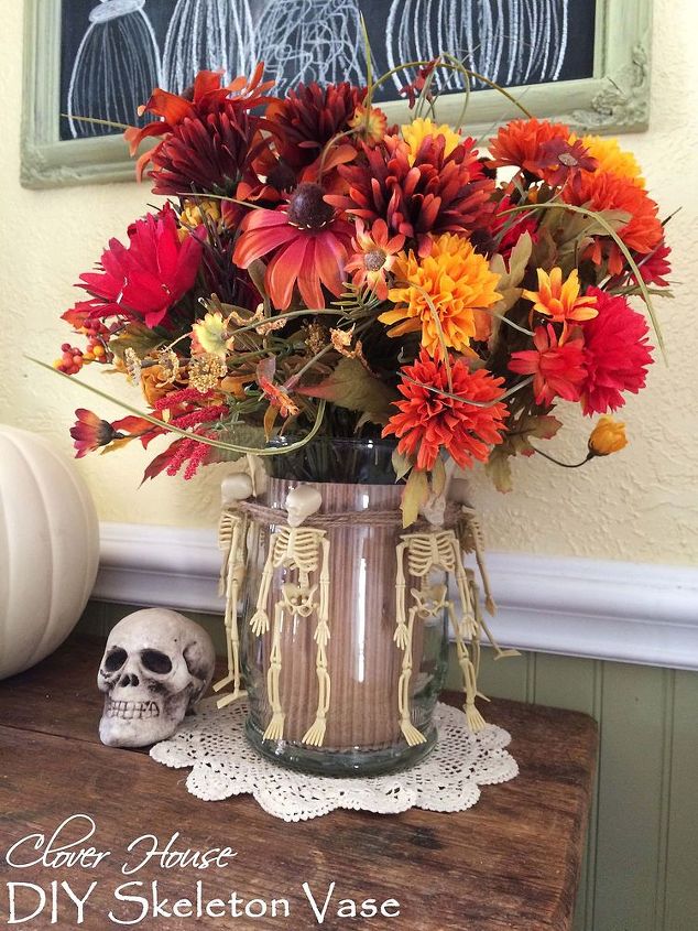 crafts halloween skeleton vase, crafts, halloween decorations, seasonal holiday decor
