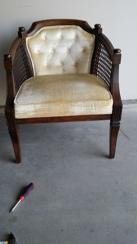 q upcycling upholstery cane barrel chair ideas, painted furniture, reupholster