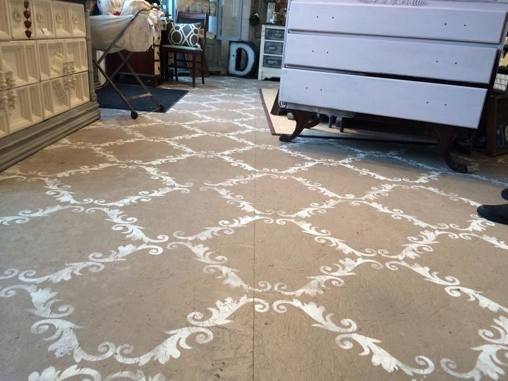 Plywood Floor Stenciled With Chalk Paint Hometalk