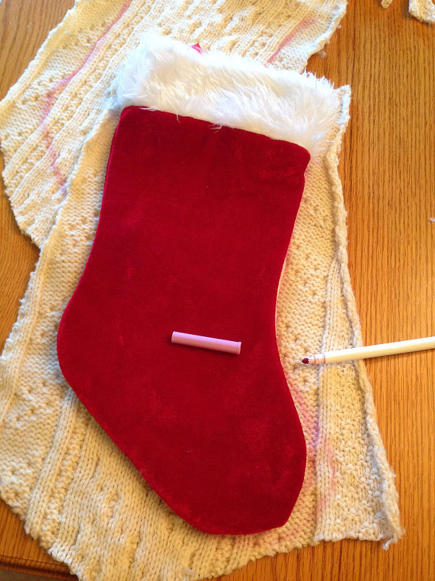 turn an old sweater into a stocking, christmas decorations, crafts, repurposing upcycling, seasonal holiday decor