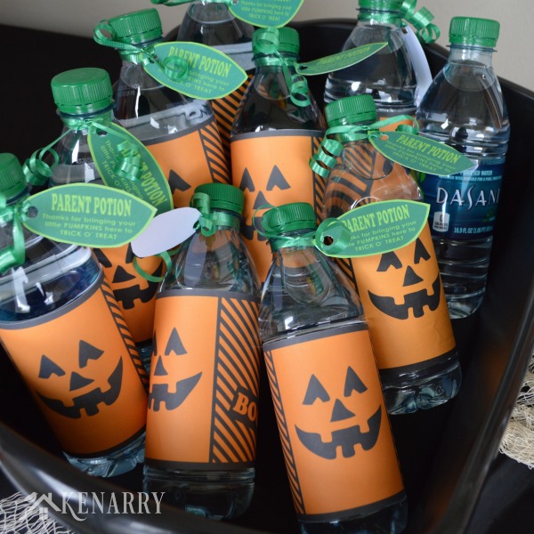 imprimible gratuito de la botella de agua de halloween