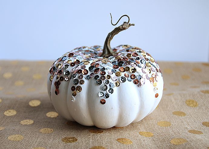 diy sequin pumpkin, crafts, halloween decorations, seasonal holiday decor