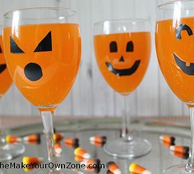 crafts pumpkin face wine glasses electrical tape, crafts, halloween decorations, seasonal holiday decor