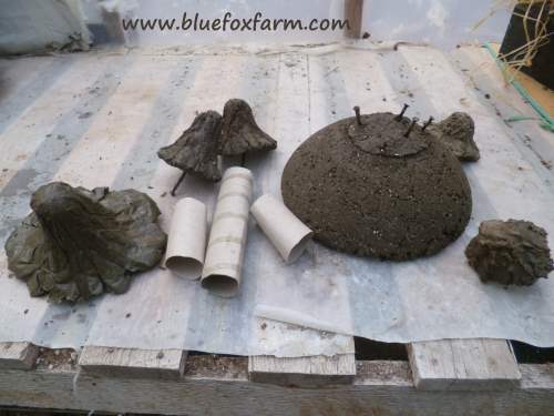 hypertufa toadstools cement garden art, crafts, gardening, The pieces ready to assemble