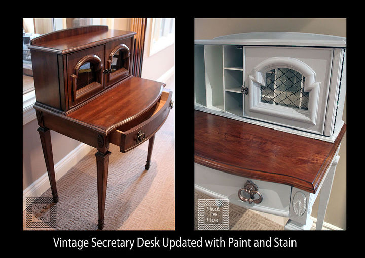 painted furniture vintage secretary desk, diy, painted furniture