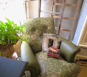 stencil diy leather club chair goes drab to fab