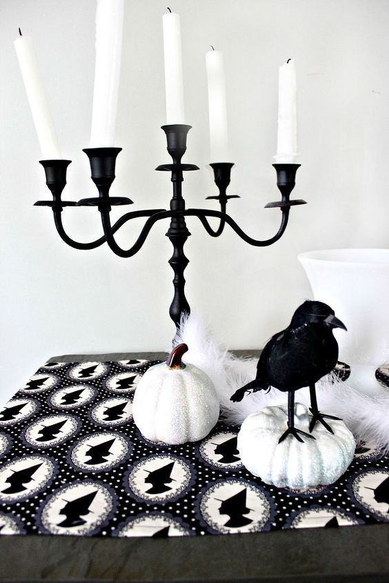 vintage inspired halloween table runner, halloween decorations, painted furniture, seasonal holiday decor