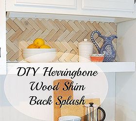 DIY Herringbone Wood Shim Backsplash