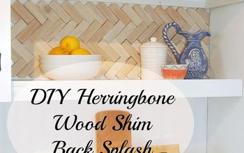 DIY Herringbone Wood Shim Backsplash