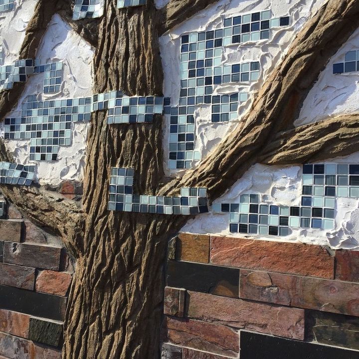 diy tiling mosaic retaining wall, concrete masonry, diy, outdoor living, tiling