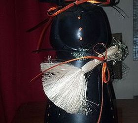 crafts halloween mrs butterworth jar witch, crafts, halloween decorations, repurposing upcycling