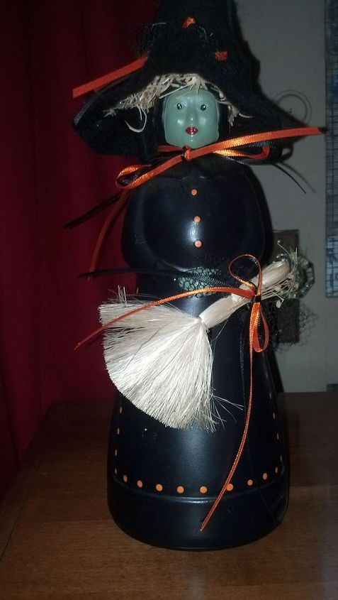 crafts halloween mrs butterworth jar witch, crafts, halloween decorations, repurposing upcycling