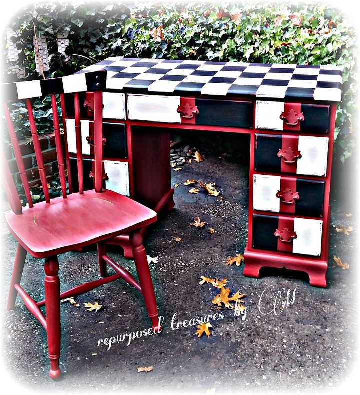 painting furniture desk boys checkers whimsical, bedroom ideas, painted furniture