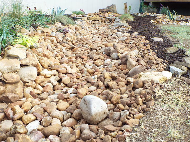 q landscaping building dry creek bed fountain suggestions, landscape, ponds water features