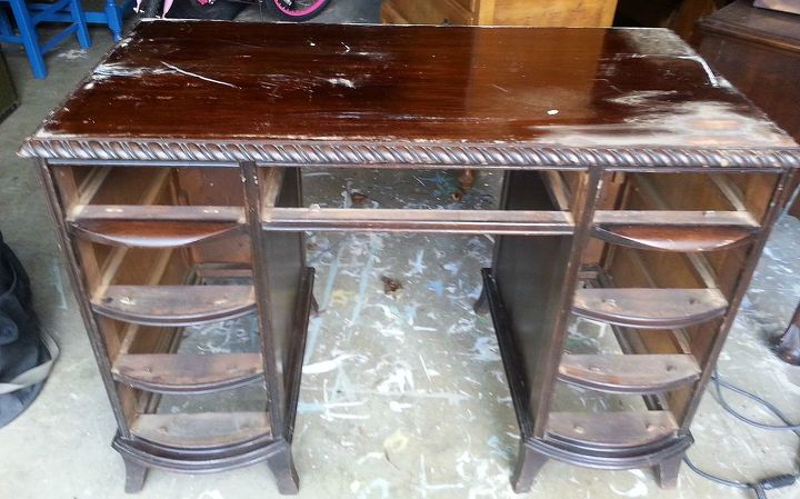 Giving An Old Rope Trimmed Desk A Makeover Hometalk painted furniture old rope trimmed desk makeover, chalk paint, home decor, painted furniture - Giving An Old Rope Trimmed Desk A Makeover Hometalk