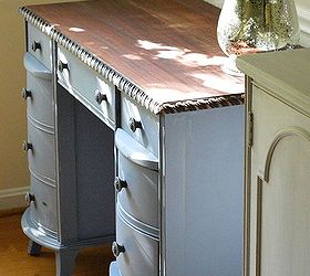 painted furniture old rope trimmed desk makeover, chalk paint, home decor, painted furniture, woodworking projects