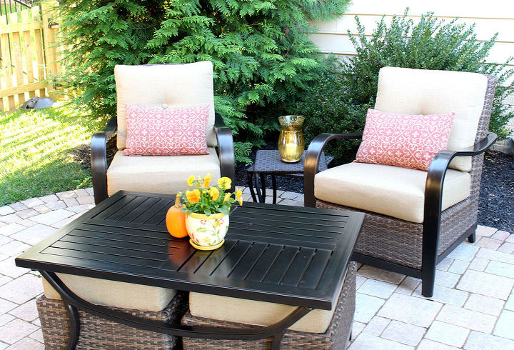 fall patio style outdoor decor fireplace, fireplaces mantels, outdoor furniture, outdoor living, patio