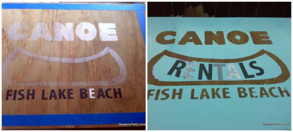 painted furniture table canoe rentals sign inspired, chalk paint, diy, painted furniture, woodworking projects