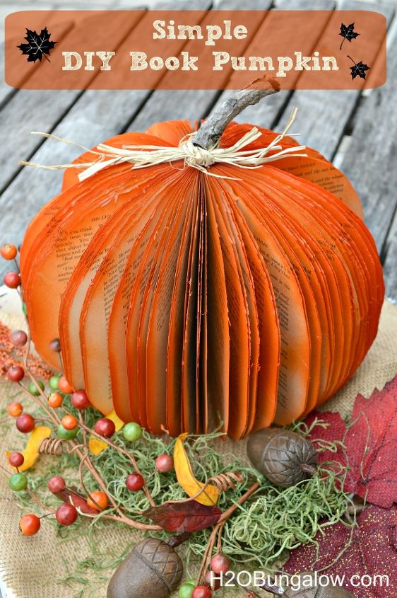 crafts book pumpkin fall, crafts, halloween decorations, repurposing upcycling, seasonal holiday decor
