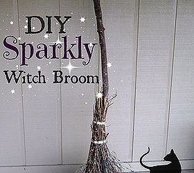 halloween decorattion sparkly witch broom, crafts, halloween decorations, seasonal holiday decor