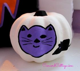 painted pumpkins in purple black, crafts, halloween decorations, painting, seasonal holiday decor
