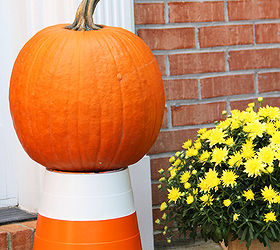 halloween decorations trash can pumpkin stands, halloween decorations, painting, repurposing upcycling, seasonal holiday decor