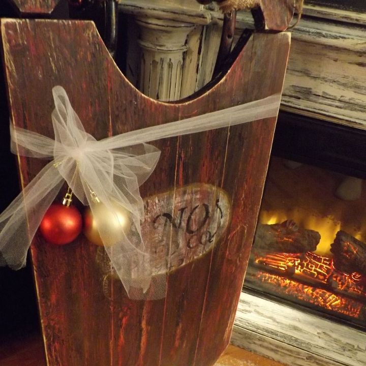a vintage style sled crafted from scraps of plywood metal leftover, christmas decorations, crafts, repurposing upcycling, seasonal holiday decor, woodworking projects
