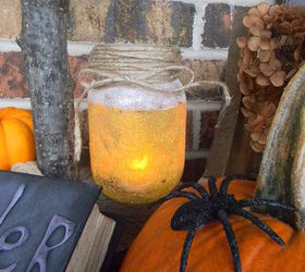 halloween decorations mason jar glittered candy corn votives, crafts, halloween decorations, repurposing upcycling, seasonal holiday decor