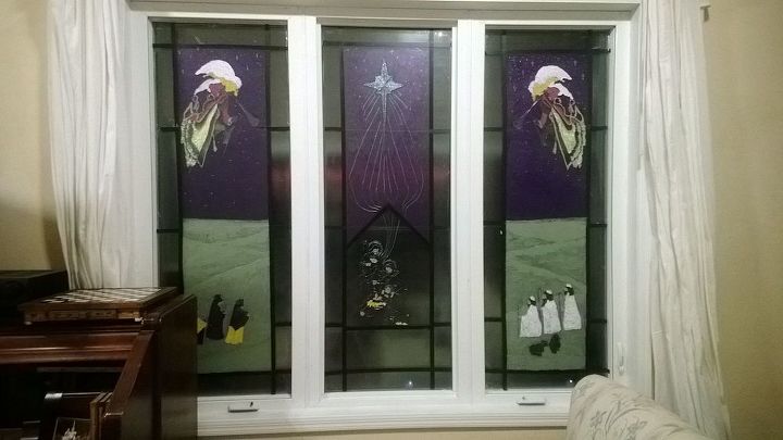 christmas stained glass windows from clear contact paper