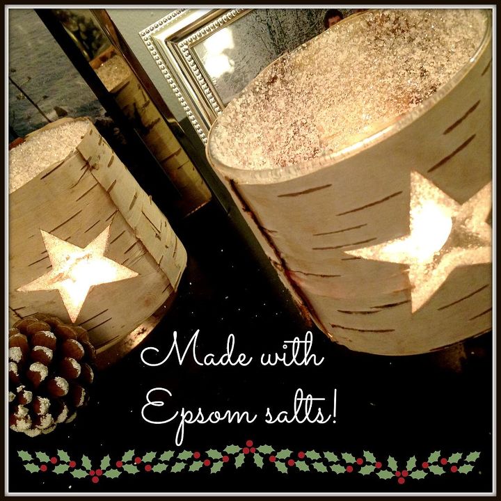 frosted birch bark candle holder epsom salt, christmas decorations, crafts, seasonal holiday decor