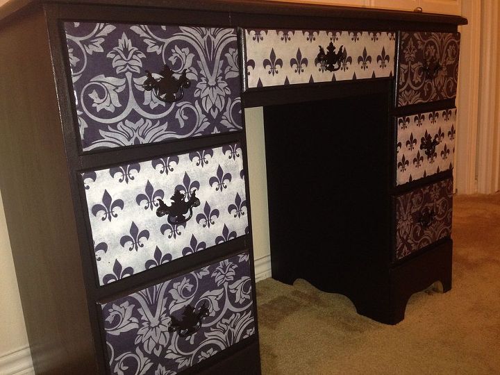 decoupage desk painted makeover
