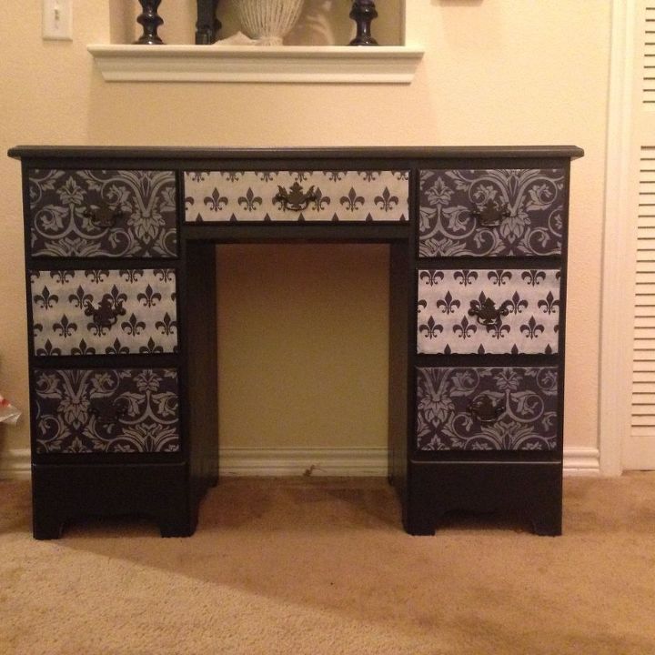 decoupage desk painted makeover