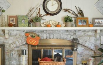 My Whitewashed Brick Mantel for Fall