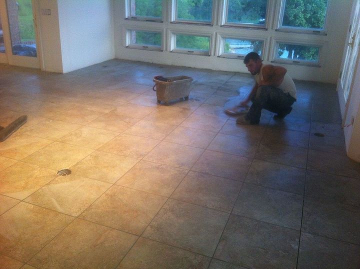 flooring pool room transformation, More grout