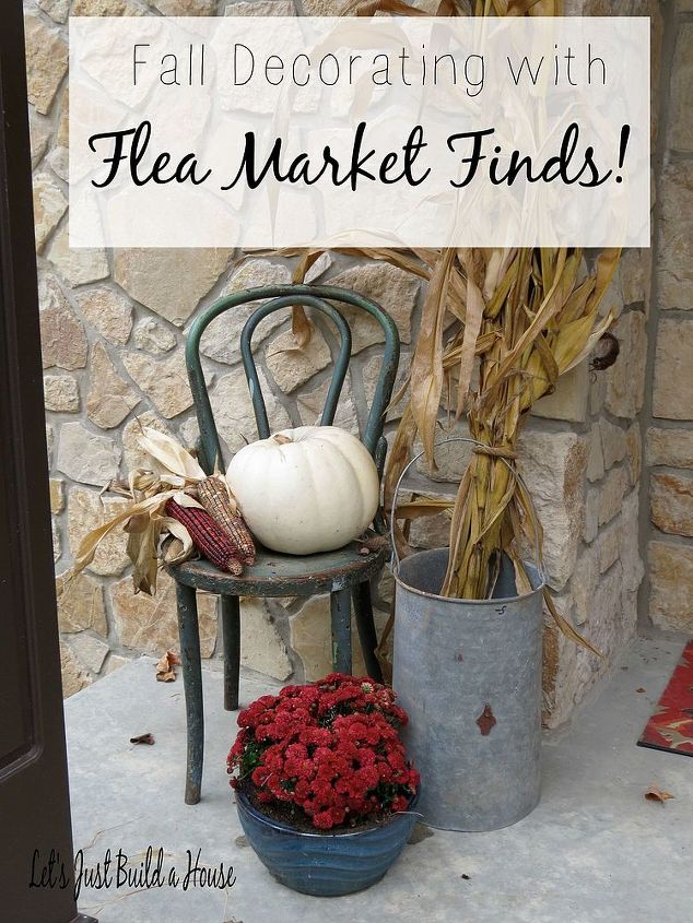 fall front porch decor flea market finds, crafts, home decor, porches, repurposing upcycling, seasonal holiday decor, Fall Front Porch using flea market bargains