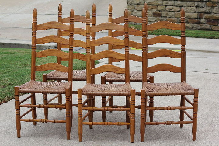 stainging oak ladder back chairs walnut, diy, painted furniture, woodworking projects