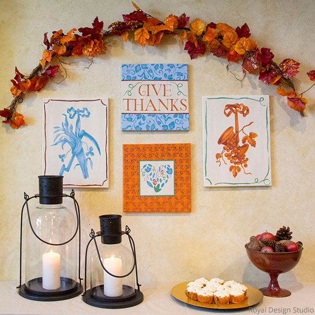 thanksgiving diy stencil a fall gallery wall, crafts, seasonal holiday decor, thanksgiving decorations