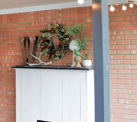outdoor fall fireplace mantel rustic decor, fireplaces mantels, seasonal holiday decor