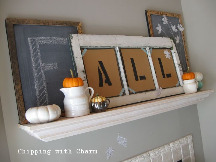 fall fireplace mantel eclectic upcycled, fireplaces mantels, seasonal holiday decor