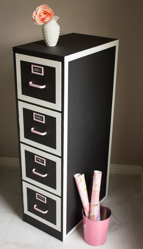 chalkboard paint file cabinet makeover, chalkboard paint, craft rooms, home office, organizing, storage ideas