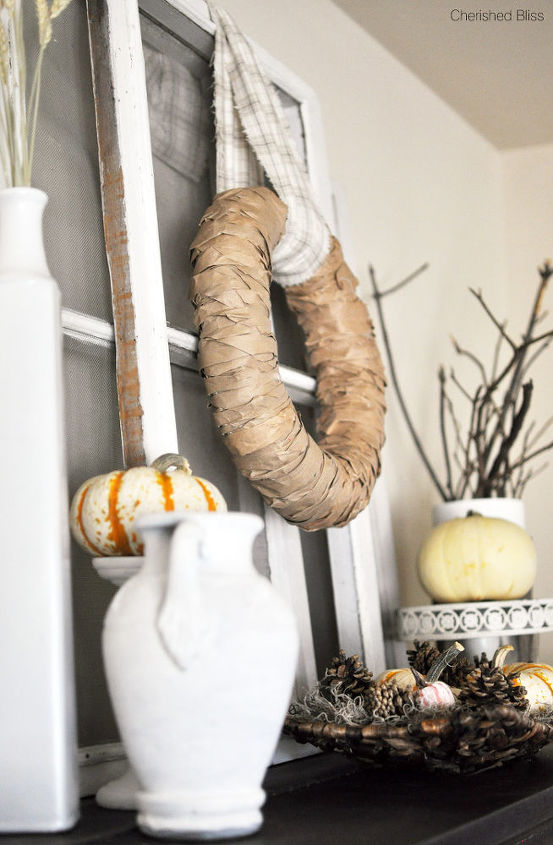 fall mantel white rustic, crafts, fireplaces mantels, seasonal holiday decor