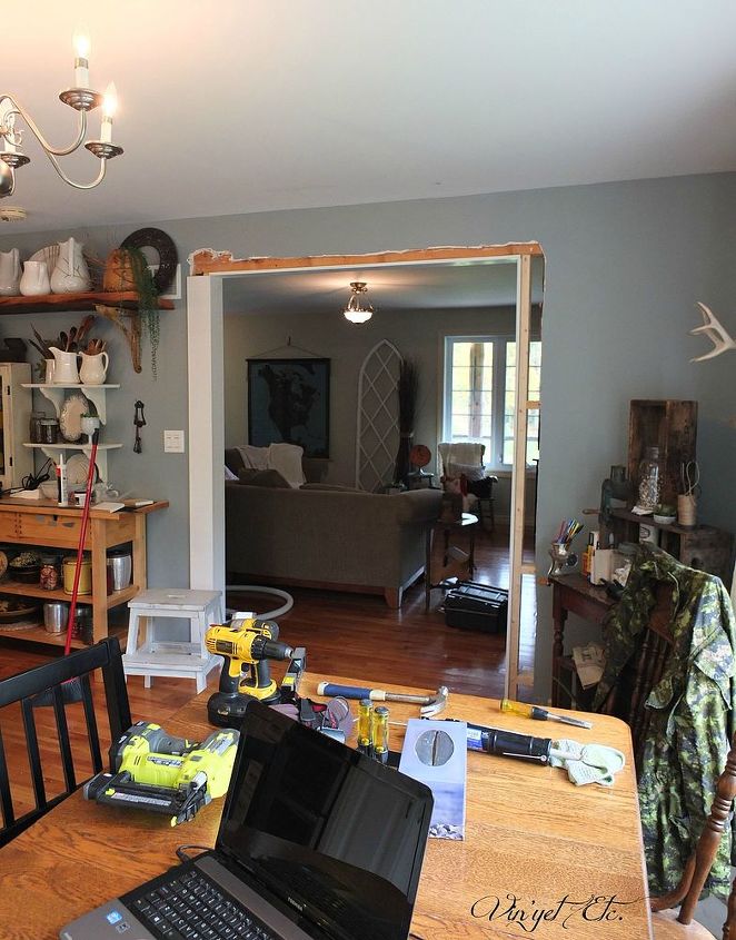 home improvement log doorway trim, home improvement, wall decor, woodworking projects