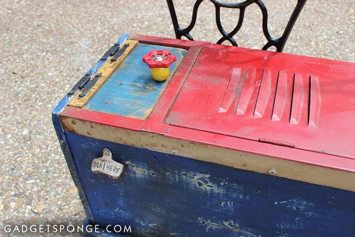 repurposed vintage red locker storage bench, painted furniture, repurposing upcycling, storage ideas