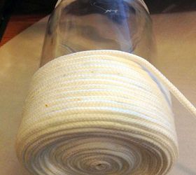 decoupage napkins glass container wrapped rope, crafts, decoupage, home decor