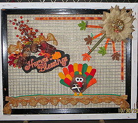thanksgiving old frame mesh display, crafts, seasonal holiday decor