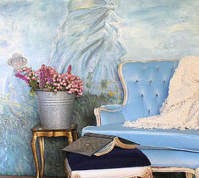 footstool makeover diy velvet, chalk paint, painted furniture, shabby chic, reupholster