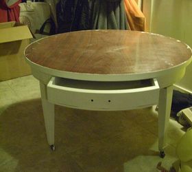 how to make decoupage vintage covered table, decoupage, painted furniture, After much repair and primer looking good